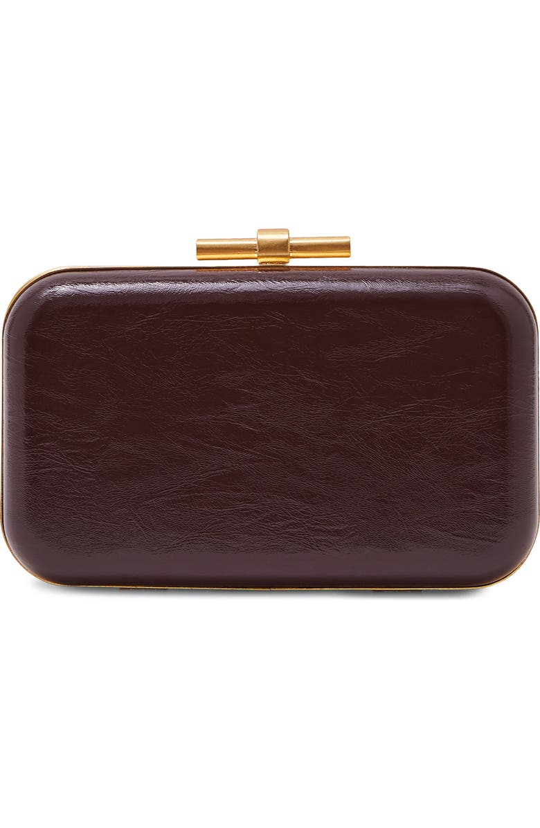 Reiss Junie Faux Leather Frame Clutch, Alternate, color, Burgundy