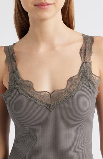 Raven Lace Trim Rib Tank