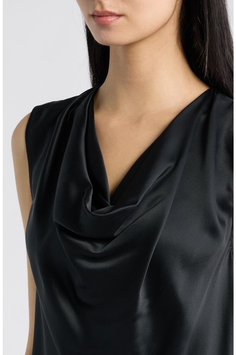 Vinnie Cowl Neck Sleeveless Silk Top, Alternate, color, BLACK