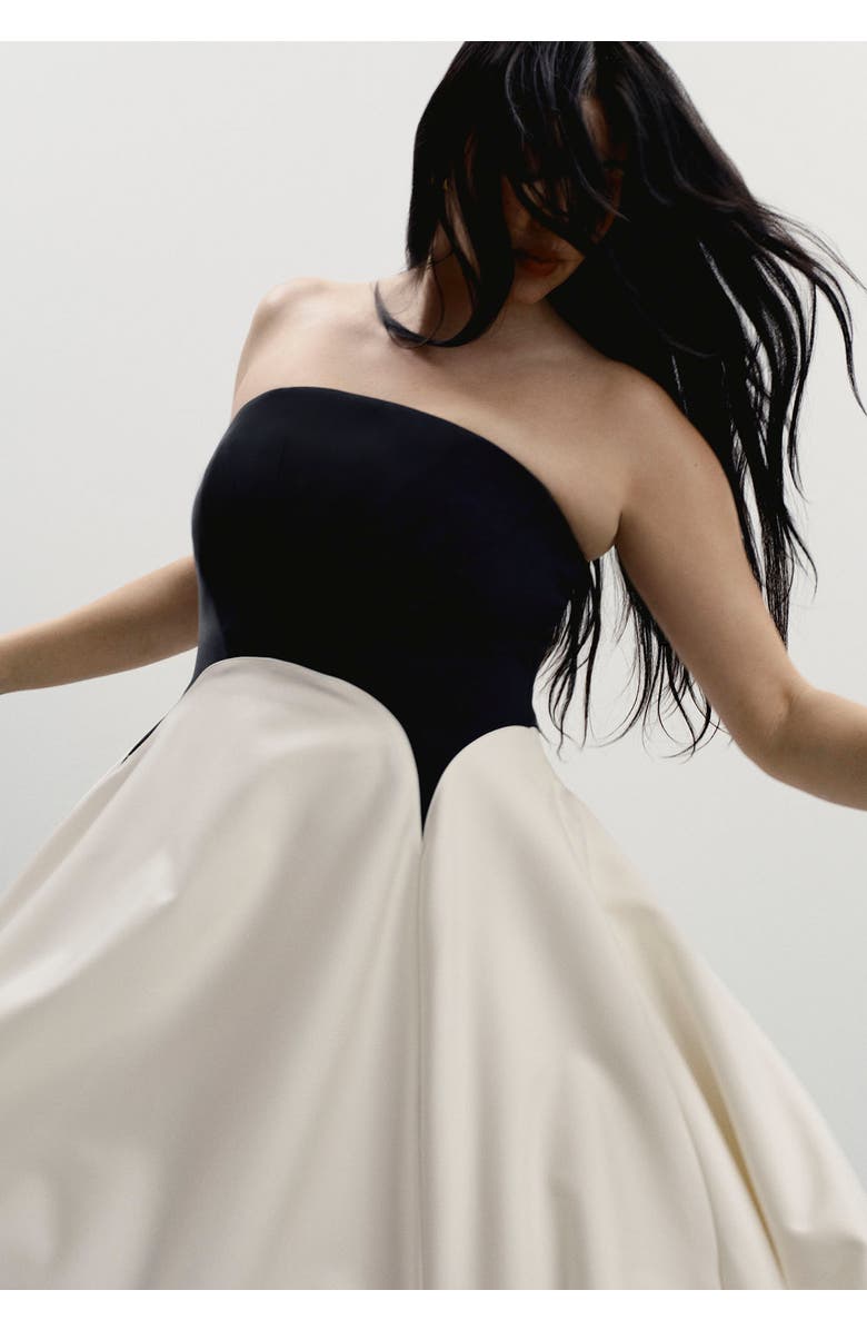 11 Honoré Strapless Color-Blocked Satin Gown, Alternate, color, Black Vanilla Ice