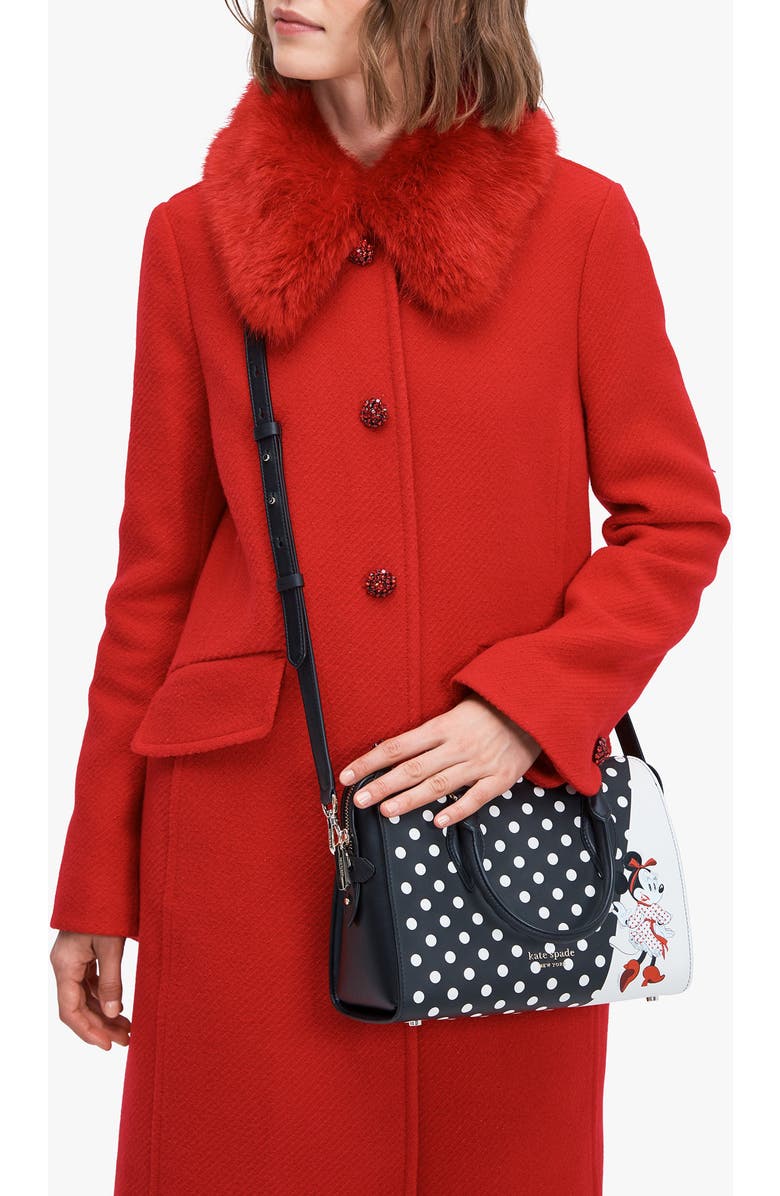 Kate Spade New York x disney minnie mouse faux leather satchel, Alternate, color, Black Multi