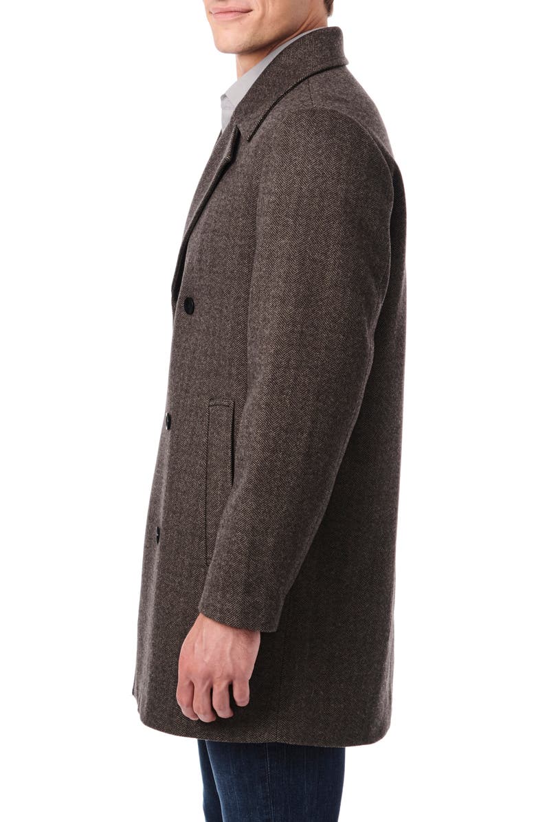 Bernardo Herringbone Double Breasted Overcoat, Alternate, color,