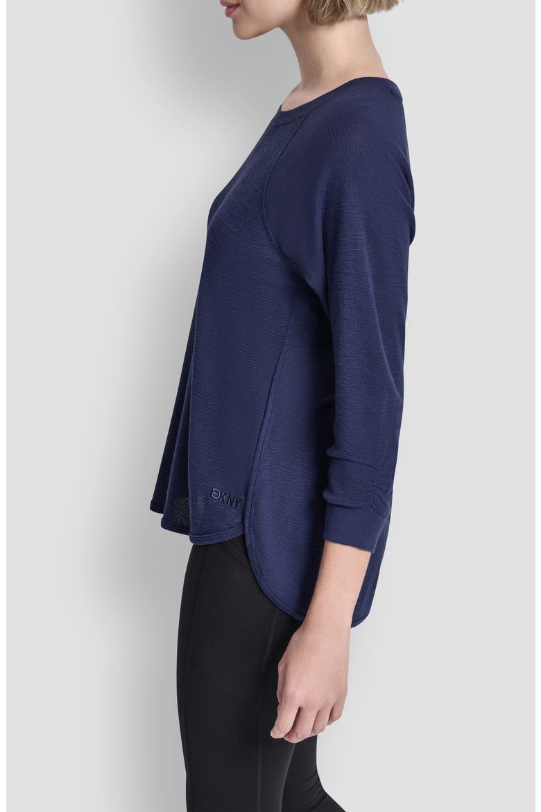 Slub Waffle High-Low T-Shirt, Alternate, color, PEACOAT