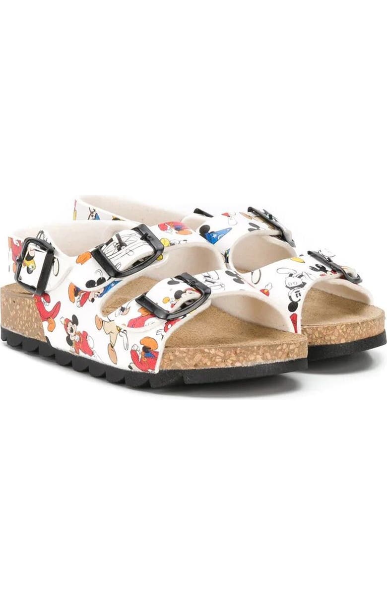 Master of Arts Mickey Cartoon Print Sandals, Main, color, White