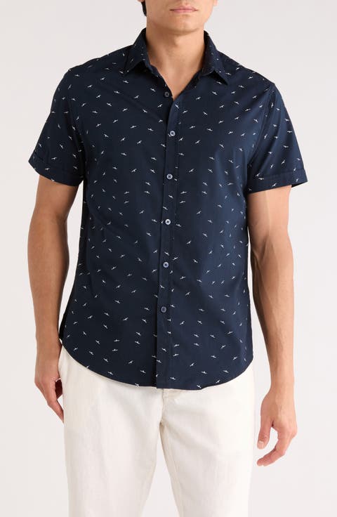 Bird Cotton Blend Button-Up Shirt