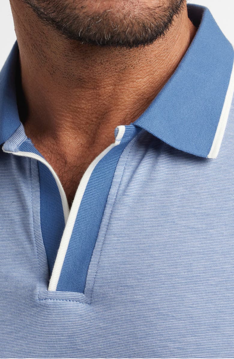 David Donahue Hemingway Cotton & Silk Polo, Alternate, color, Tidal Blue