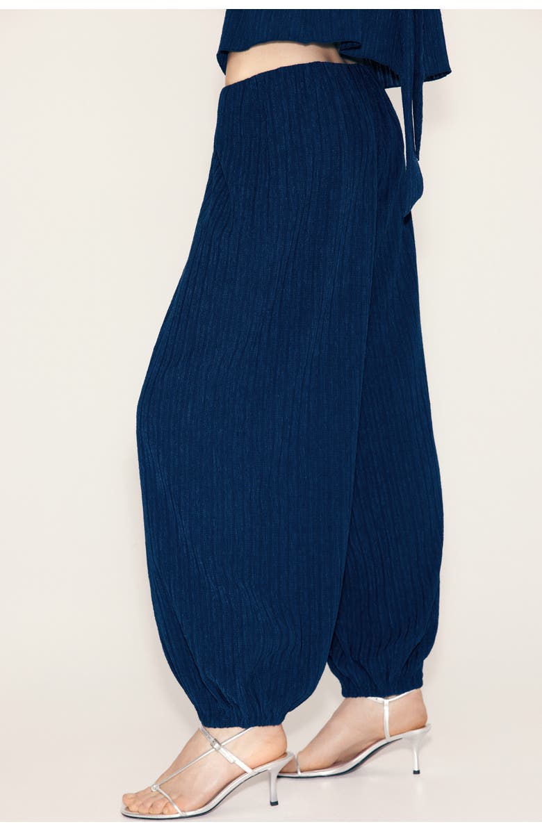 H&M Crinkled balloon-leg pants, Alternate, color, Navy Blue