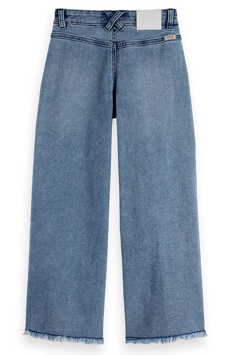 Scotch & Soda Kids' Floral Wide Leg Denim Jeans, Alternate, color, Coastal Blue