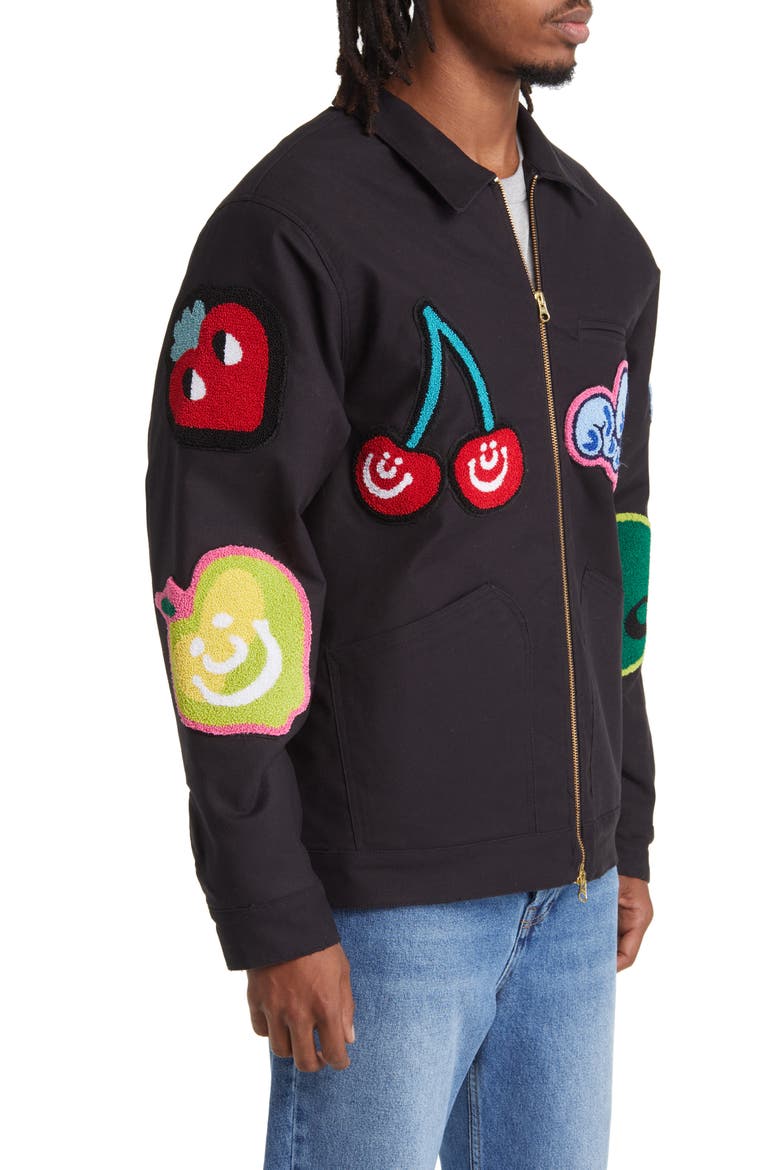 Airheads Flavor Blasted Patch Cotton Zip-Up Jacket, Alternate, color, BLACK