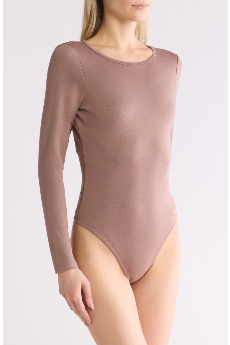 Scuba Knot Back Bodysuit, Alternate, color, DEEP TAUPE