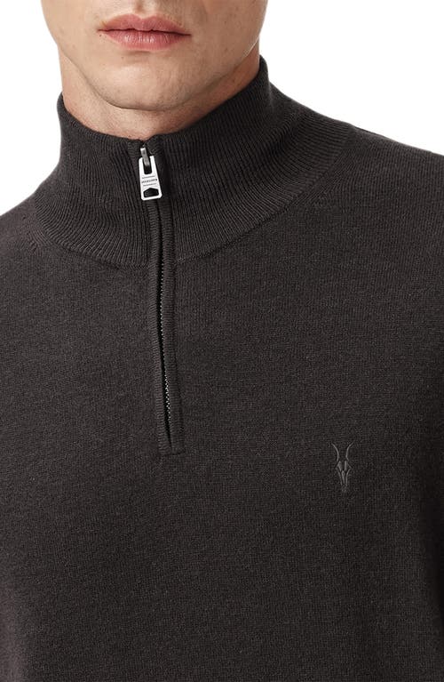 Allsaints Kilburn Mock Neck Wool Blend Quarter Zip Sweater In Black