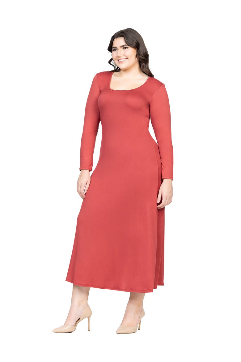 Plus Size Womens Long Sleeve  Maxi Dress, Alternate, color, Penny