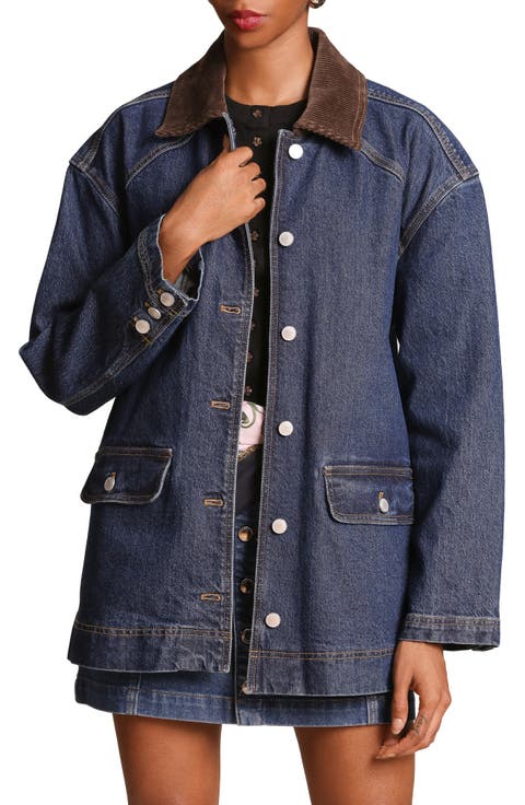 Relaxed Contrast Collar Barn Jacket