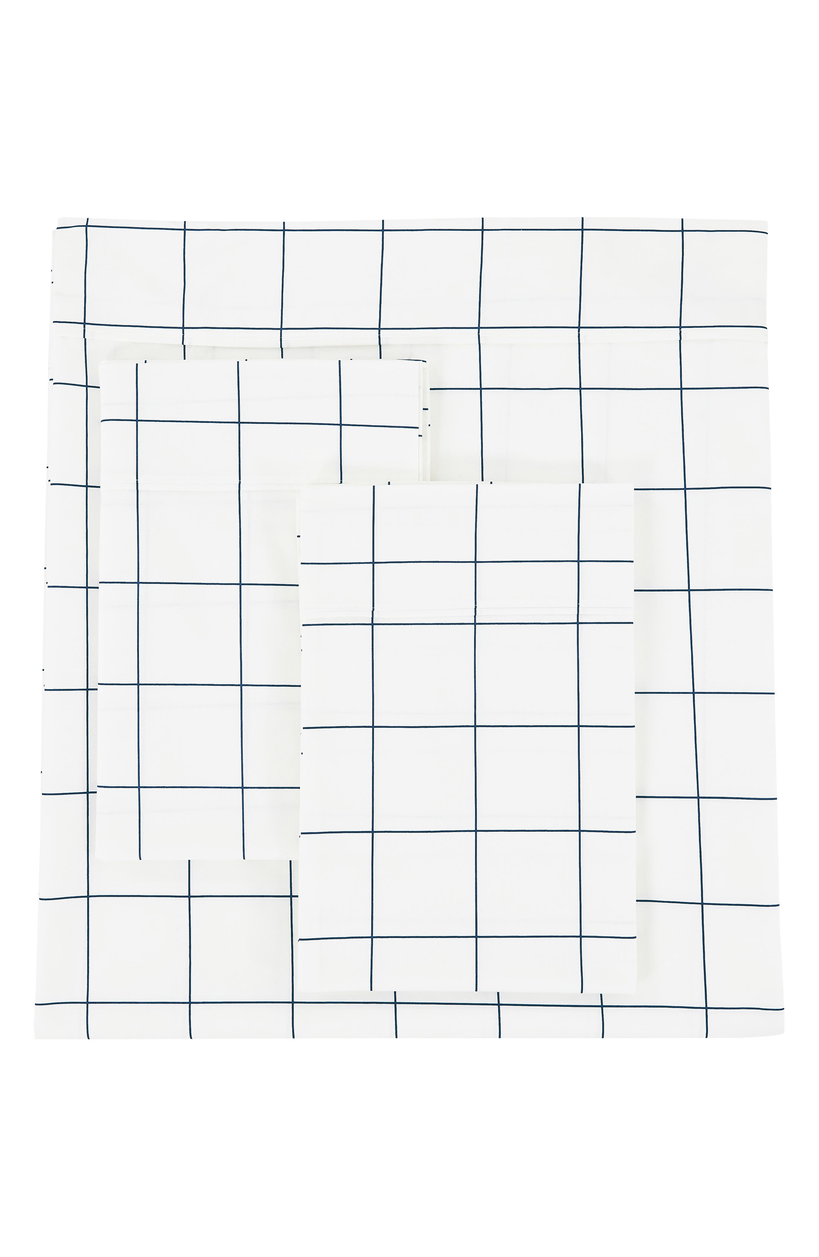 MELANGE HOME Grid Percale Cotton Sheet Set