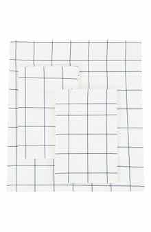 MELANGE HOME Grid Percale Cotton Sheet Set