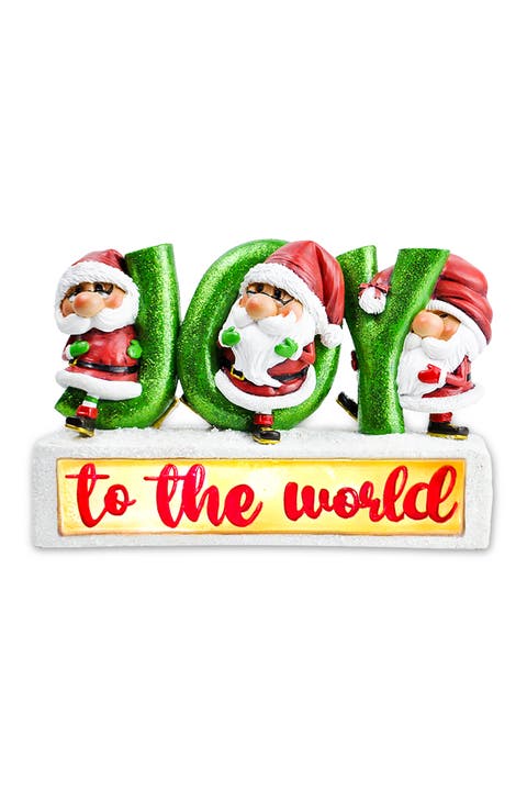 Joy To The World Holiday Gnome Lighted Figurine
