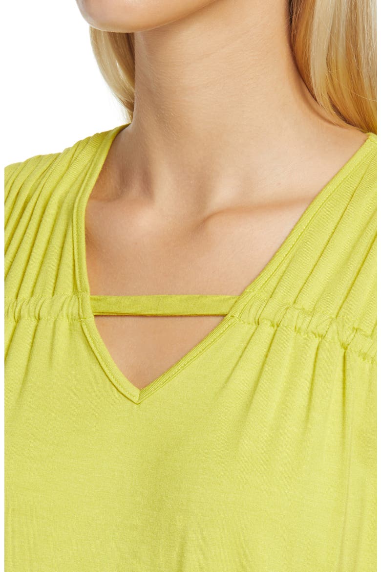 Solid Gathered Shoulder Cutout Tank, Alternate, color, CITRON