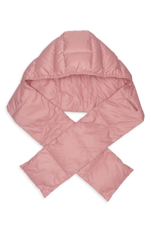 Moncler Quilted Down Hooded Scarf In Pink