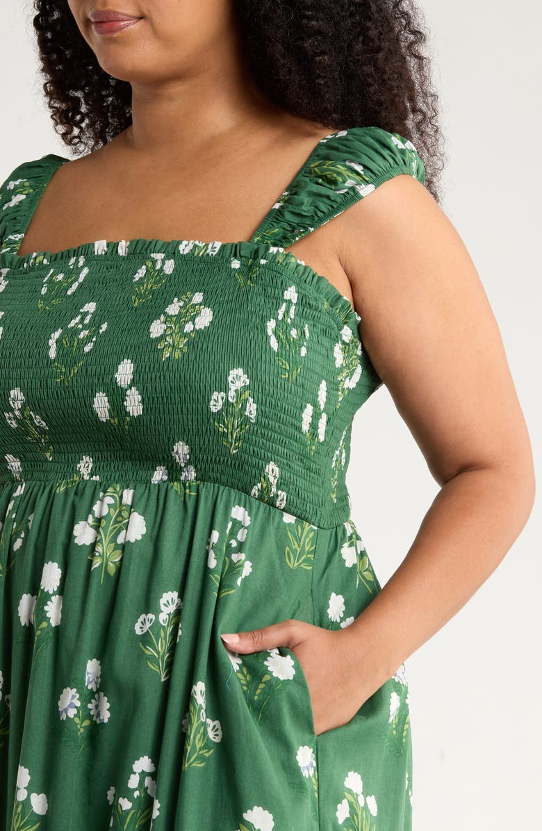SUGARLIPS Kestrel Floral Smocked Cotton Maxi Sundress, Alternate, color, Cream-Green