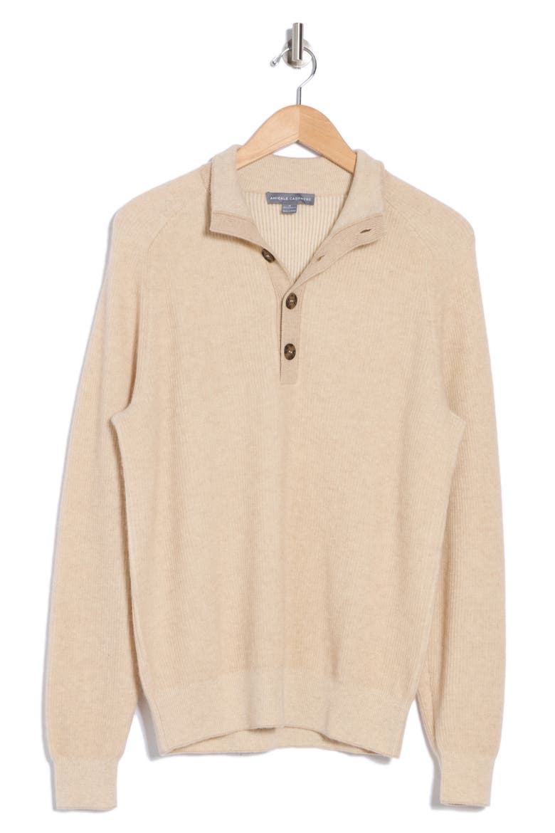Rib Cashmere Mock Neck Sweater, Alternate, color, OATWH