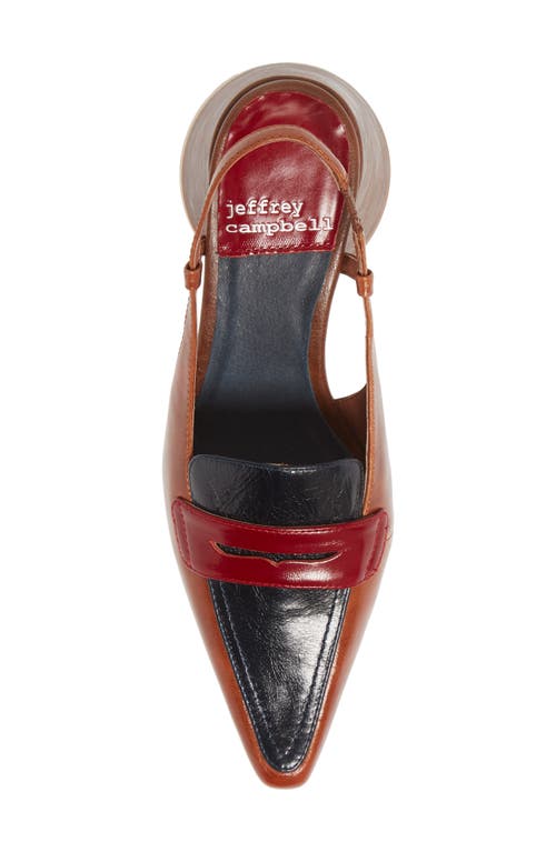 Jeffrey Campbell Ferway Slingback Loafer Pump In Red/navy/tan Leather