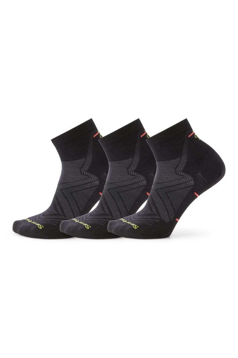 Run 3-Pack Zero Cushion Ankle Socks, Main, color, BLACK
