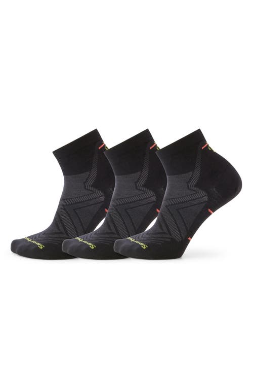 Smartwool Run 3-pack Zero Cushion Ankle Socks In Black