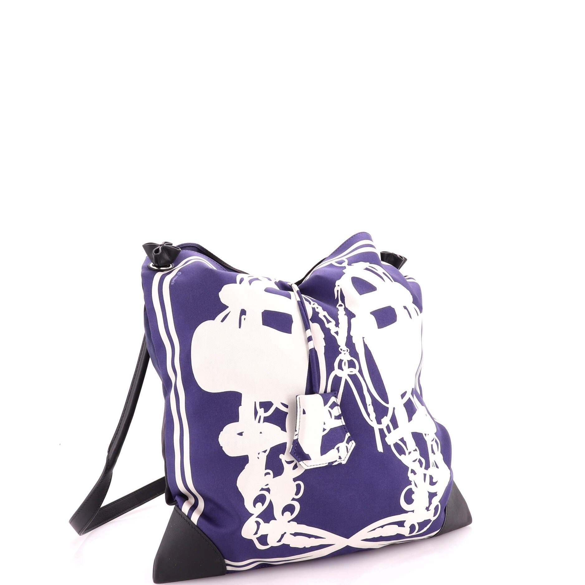 Silky City Bag Printed Silk and Leather PM, Alternate, color, Blue