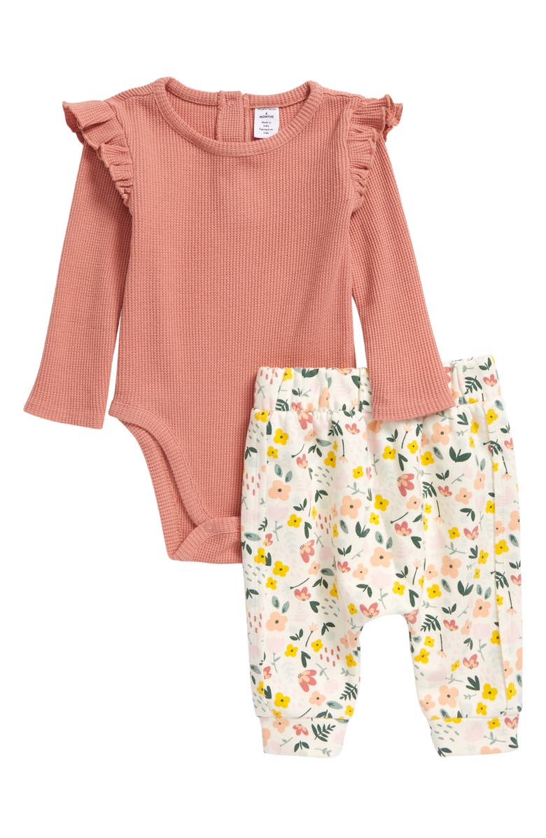 Nordstrom Waffle Bodysuit & Pants Set, Main, color, 