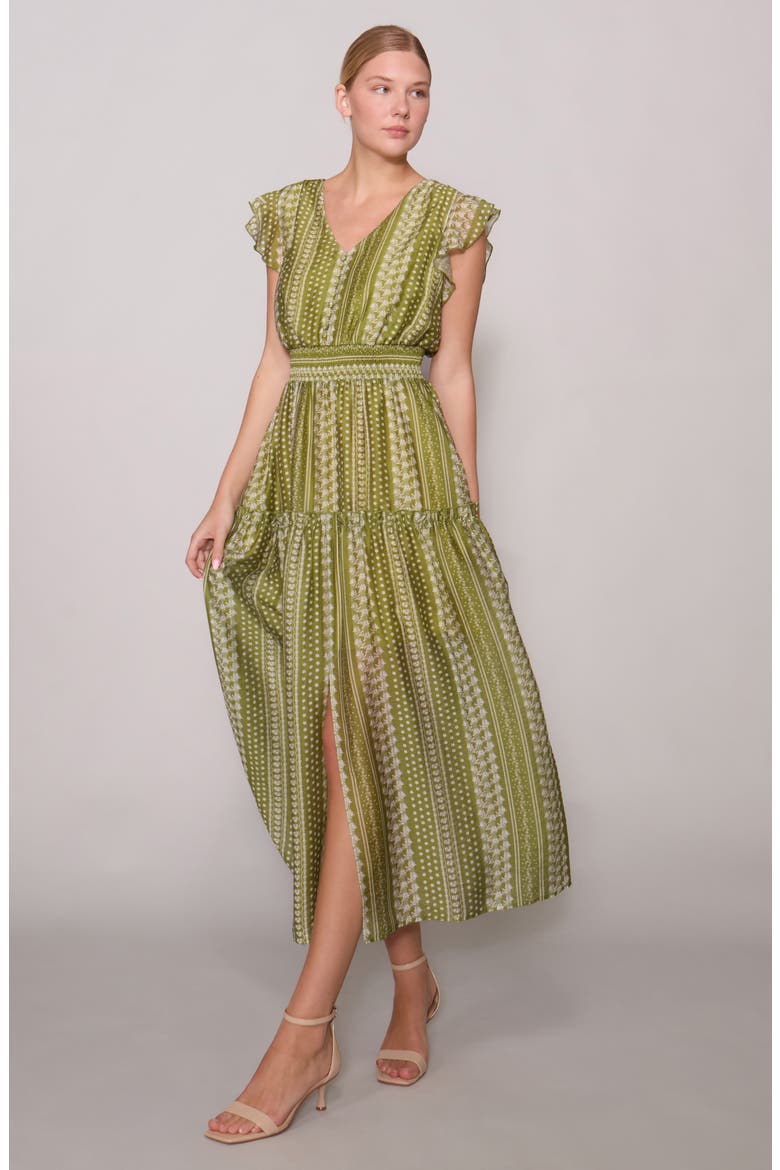 Flutter Sleeve Maxi Dress, Alternate, color, GREEN