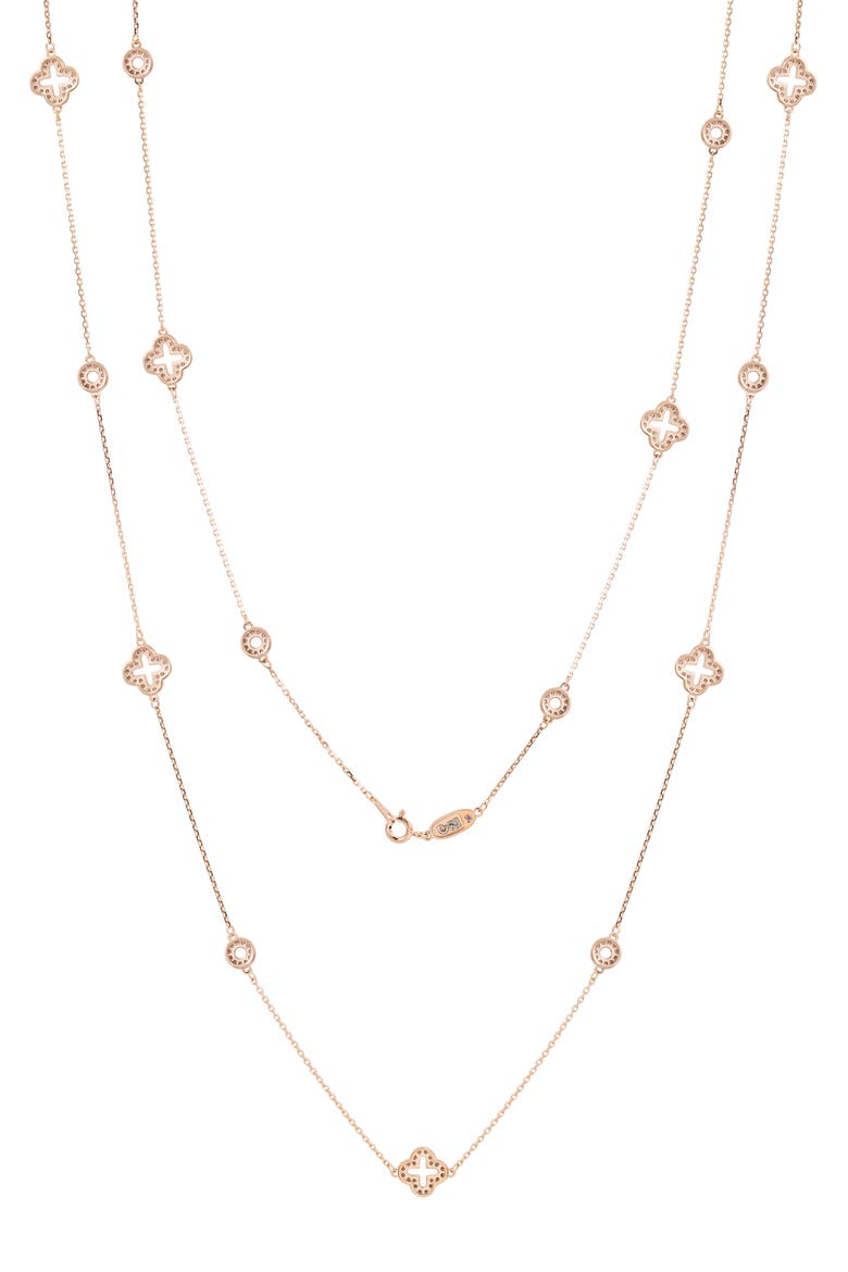 CZ Pavé Station Chain Necklace, Alternate, color, PINK