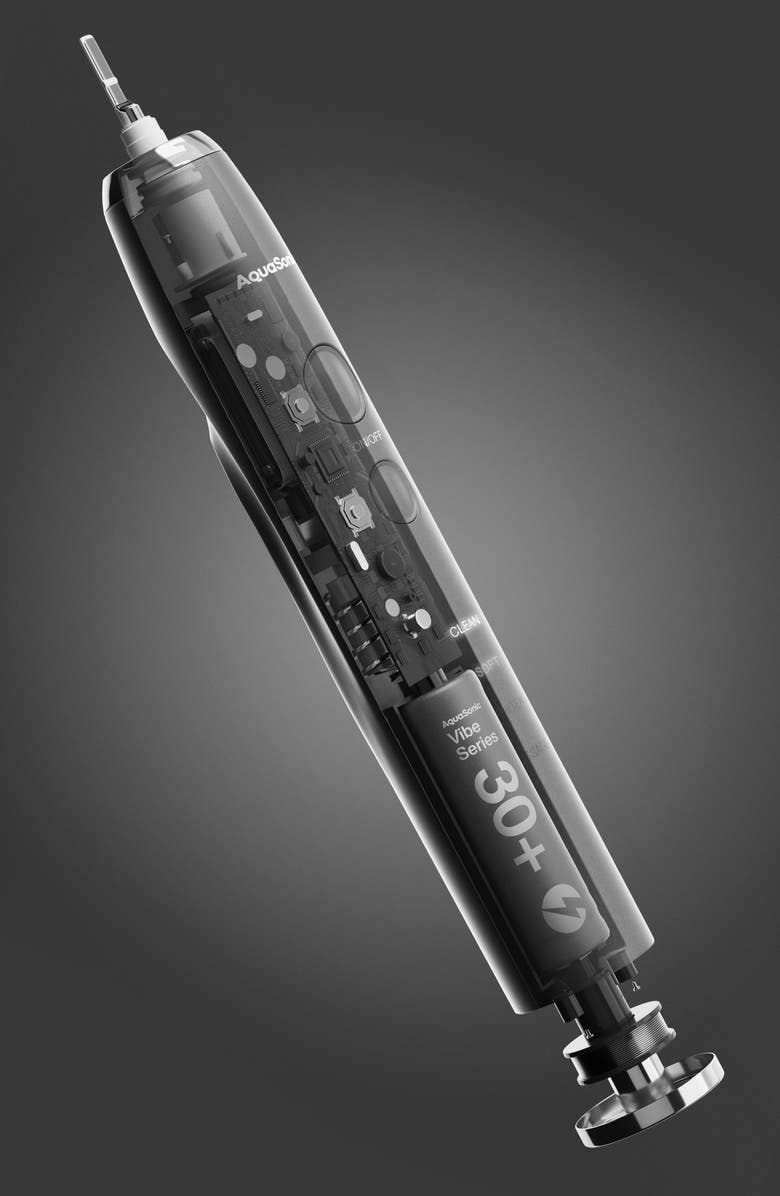 AQUASONIC VIBE Series Charcoal Gray UltraSonic Whitening Toothbrush with 8 DuPont Brush Heads & Travel Case, Alternate, color, Charcoal