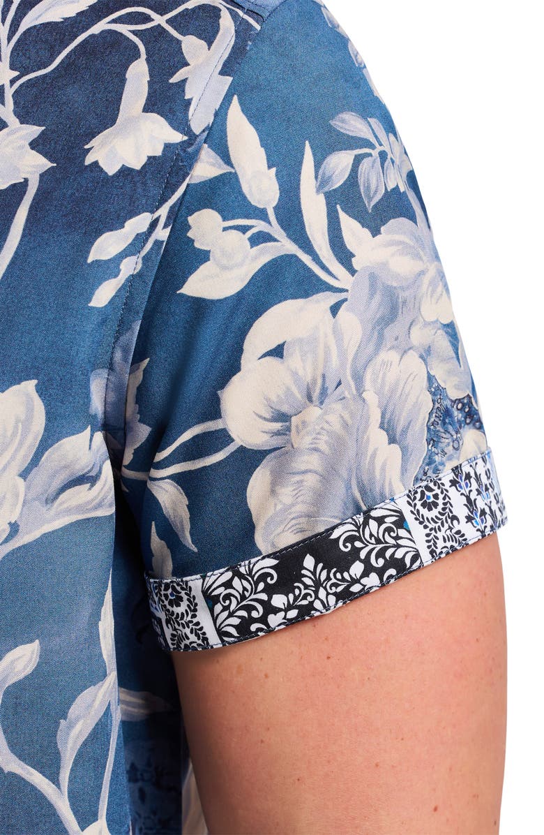 Robert Graham Malta Floral Camp Shirt, Alternate, color, Navy