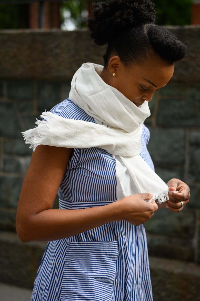 Scarf White Crosses, Alternate, color, White