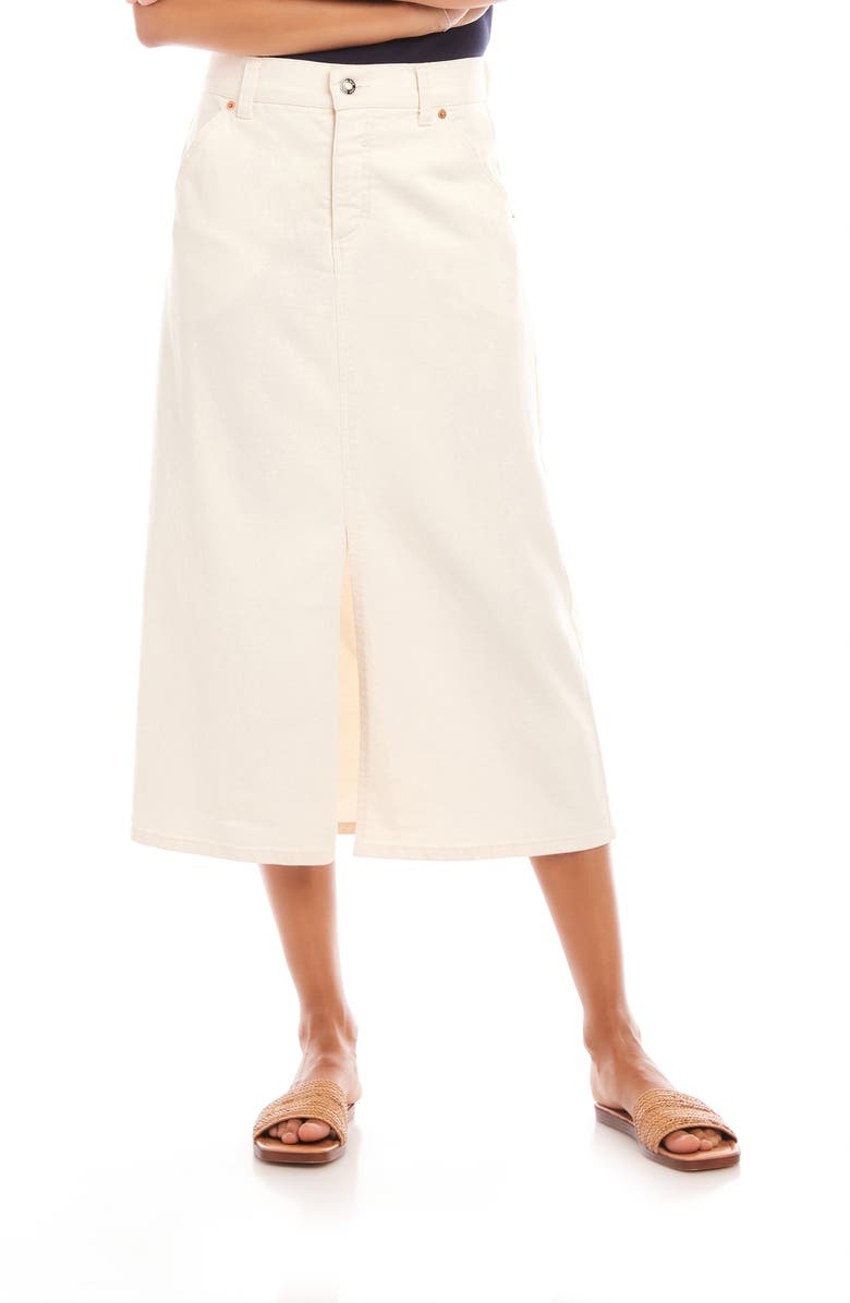 Karen Kane Denim Midi Skirt, Main, color, Natural
