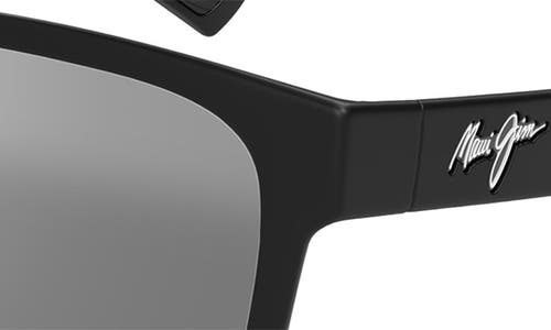 Maui Jim Paulele Af 57mm Polarizedplus2® Round Sunglasses In Black/neutral Grey