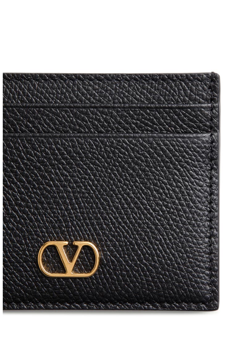 VLOGO Leather Card Holder, Alternate, color, BLACK