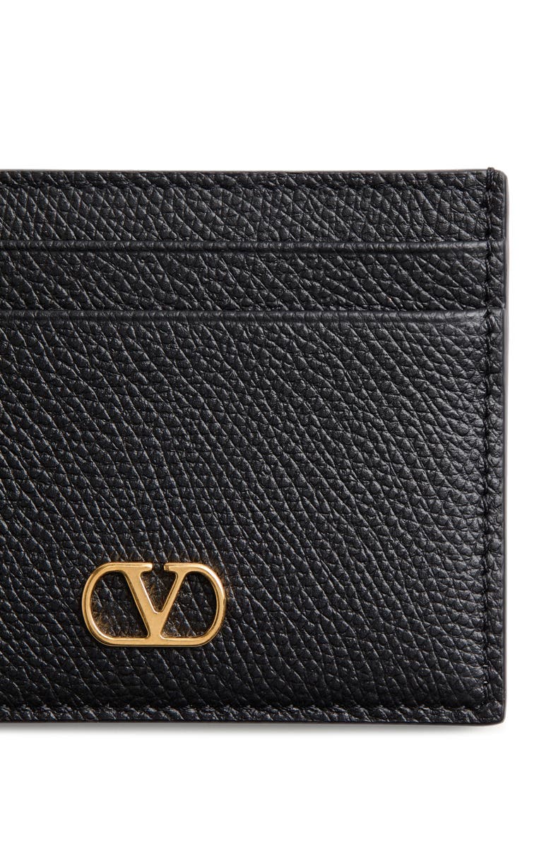 Valentino Garavani VLOGO Leather Card Holder, Alternate, color, Black