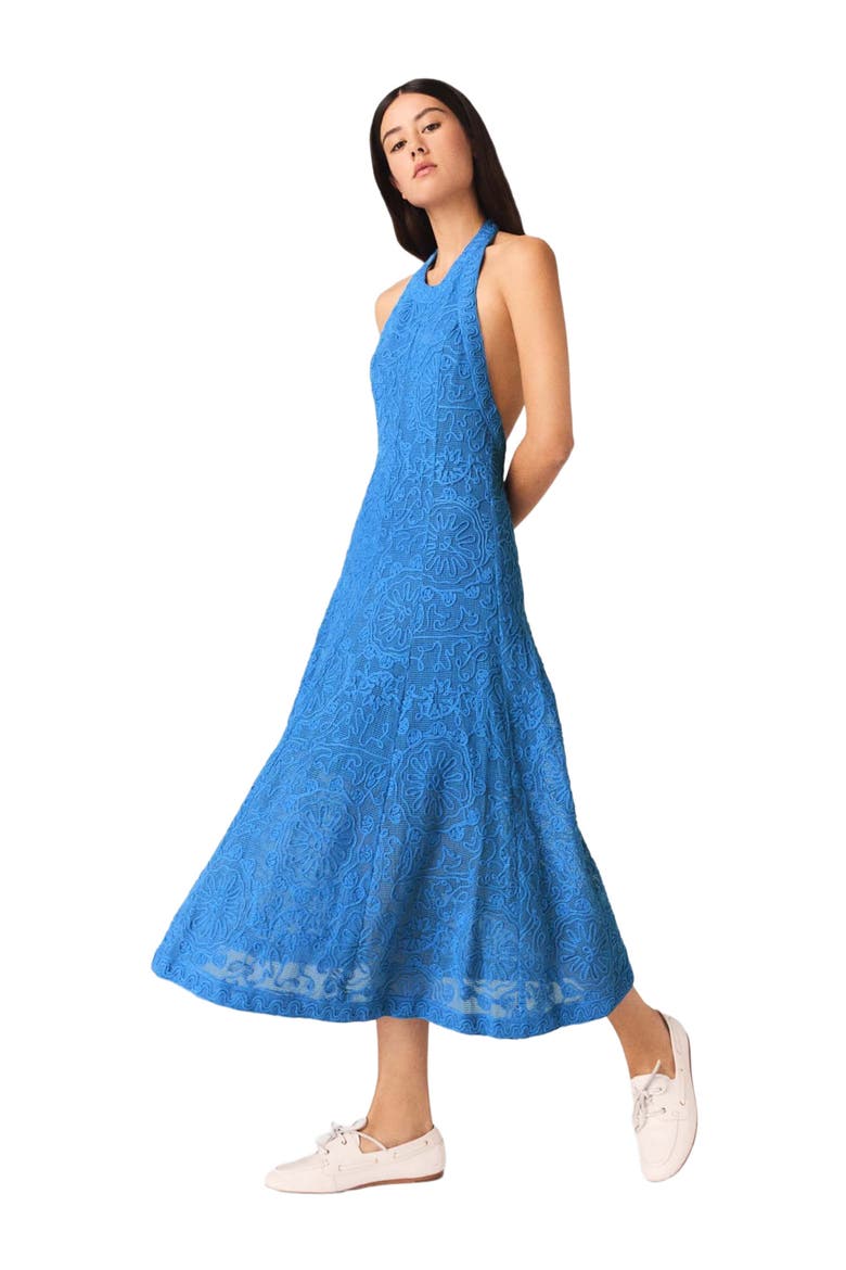 Backless guipure maxi dress, Alternate, color, Blue