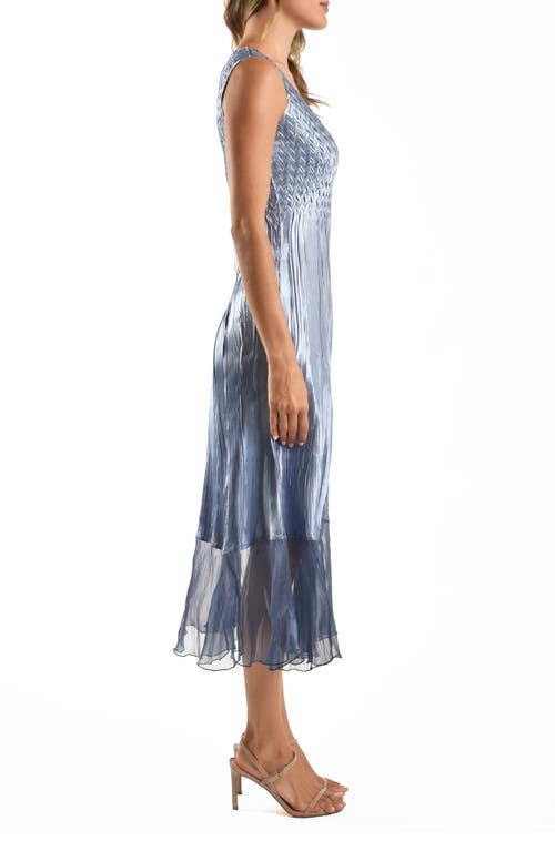 Shop Komarov Charmeuse & Chiffon Cocktail Dress With Duster Jacket In Persian Viol Blue Om