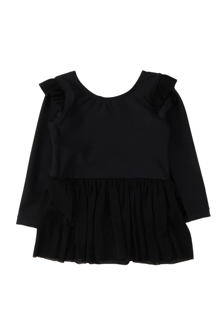 Flutter Long Sleeve Leotard, Main, color, Black