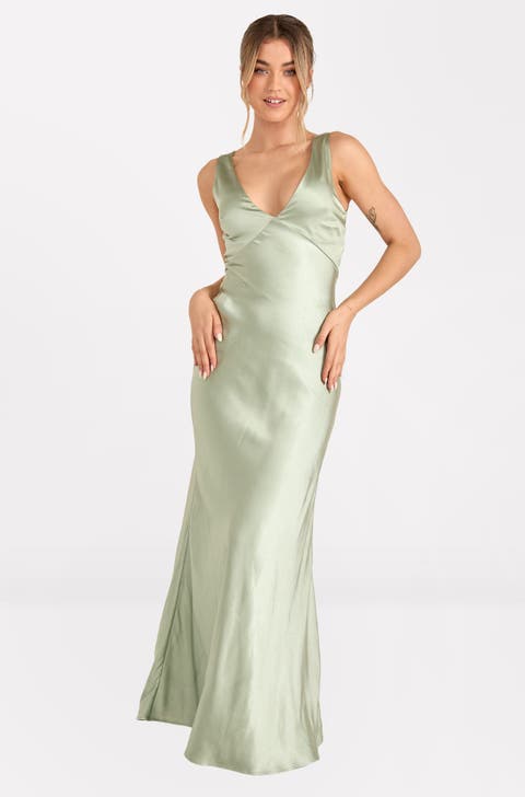Twist Back Satin Bridesmaid Dress