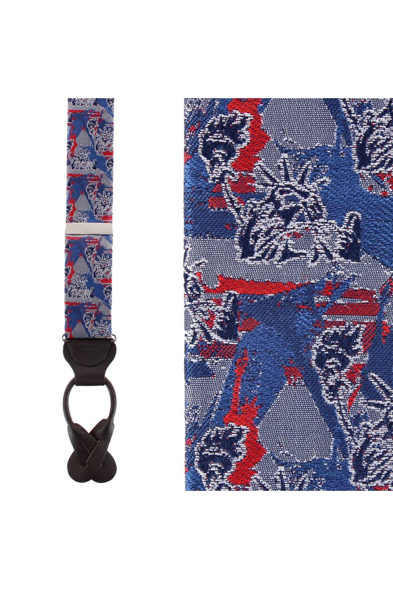 Freedom's Torch Patriotic Silk Novelty Button End Suspenders, Main, color, Multiple