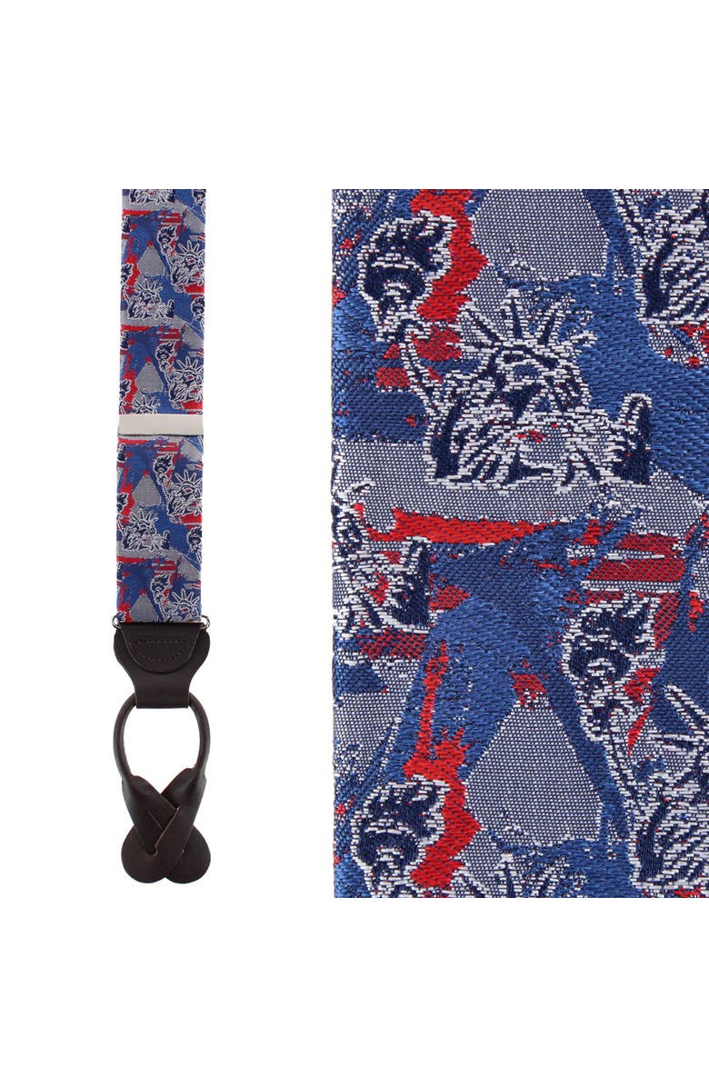 Trafalgar Freedom's Torch Patriotic Silk Novelty Button End Suspenders, Main, color, Multiple