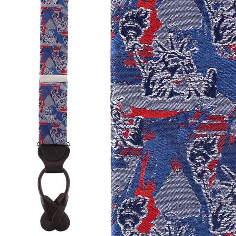 Freedom's Torch Patriotic Silk Novelty Button End Suspenders (Braces)