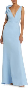 Mac Duggal Sleeveless V Neck Bow Detail Mermaid Gown