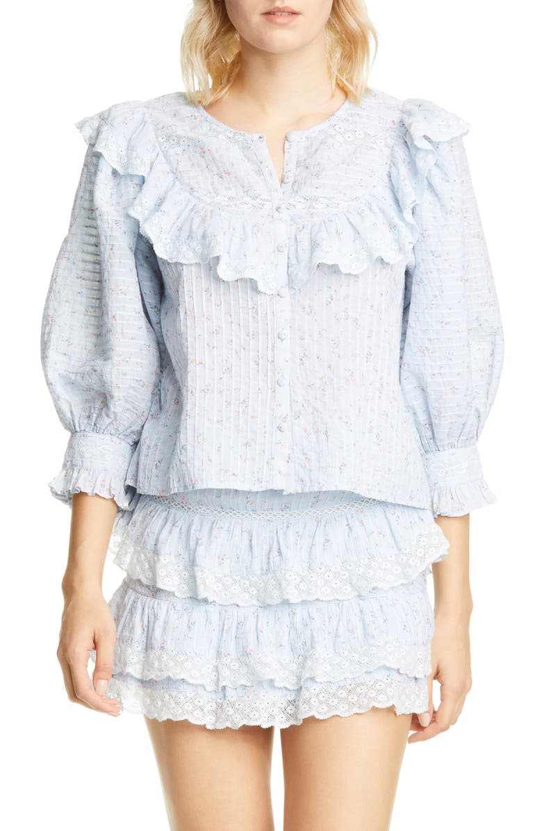 LoveShackFancy Canna Ruffle Top, Main, color, 