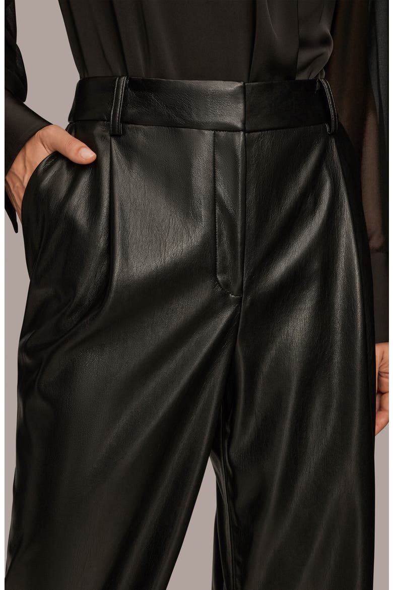 Faux Leather Straight Leg Pants, Alternate, color, BLACK