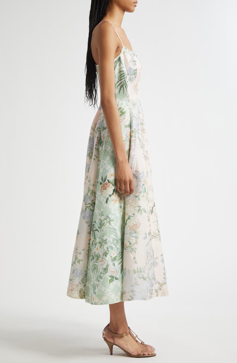 Camilla Corset Fit & Flare Linen & Silk Dress, Alternate, color,