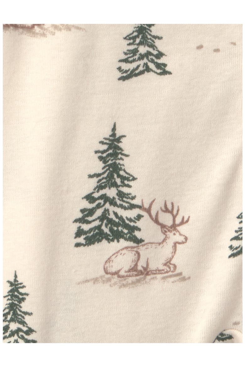 Print Organic Cotton Zip Footie, Alternate, color, WINTER WOODS